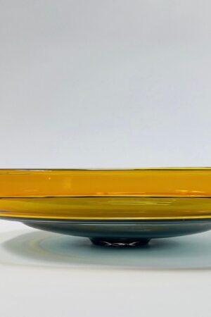 Exquisite Hand Blown Incalmo Glass Bowl A Symphony of Topaz Gold and Grey