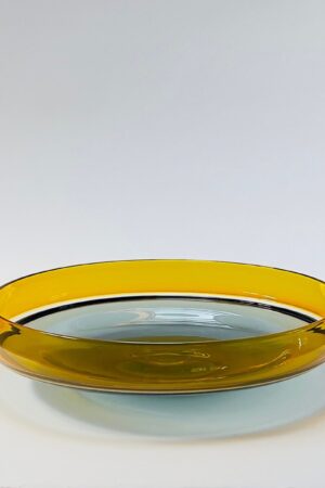 Exquisite Hand Blown Incalmo Glass Bowl A Symphony of Topaz Gold and Grey