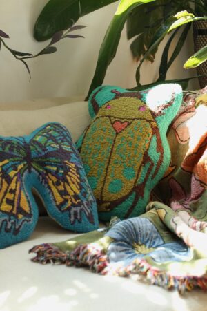 Enliven Your Abode with the Green Beetle Hook Pillow A Botanical Haven for Your Home