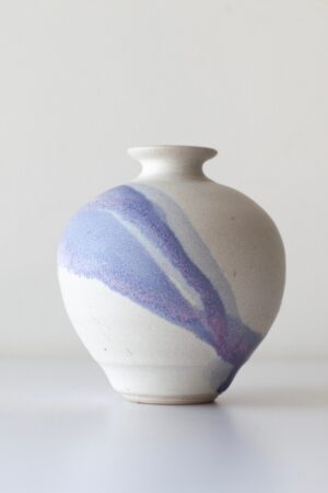 Vintage Periwinkle White Studio Pottery Vase A Modern Masterpiece in Purples