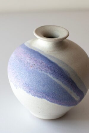 Vintage Periwinkle White Studio Pottery Vase A Modern Masterpiece in Purples