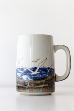 Vintage Otagiri Flock of Flying Seagulls Pottery Mug A Coastal Masterpiece for Your Morning Brew