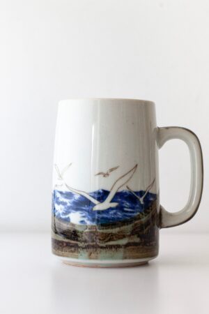 Vintage Otagiri Flock of Flying Seagulls Pottery Mug A Coastal Masterpiece for Your Morning Brew