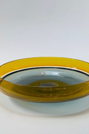 Exquisite Hand Blown Incalmo Glass Bowl A Symphony of Topaz Gold and Grey