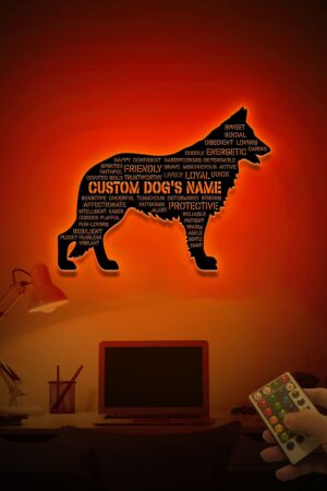 Custom German Shepherd Dog Traits Metal Wall Art with LED Light Illuminate Your Dog's Personality