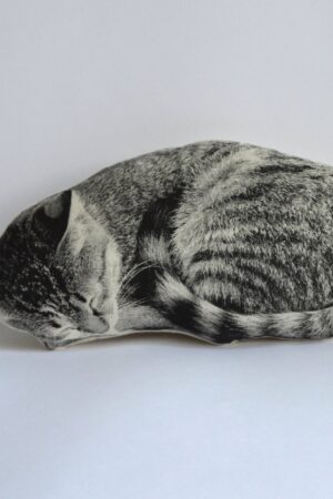 Silkscreen Sleeping Cat Pillow Snuggle Up with Feline Serenity