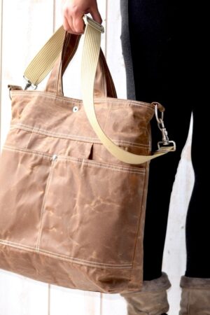 Versatile Waxed Canvas Tote Laptop, Weekender, or Vegan Messenger Bag by IKABAGS