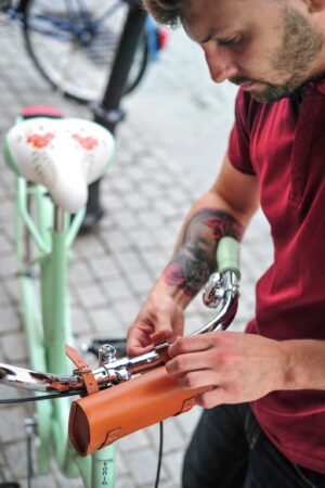 Premium Leather Bike Bag Saddlebag, Handlebar Bag, Pannier, and Cyclist Gift