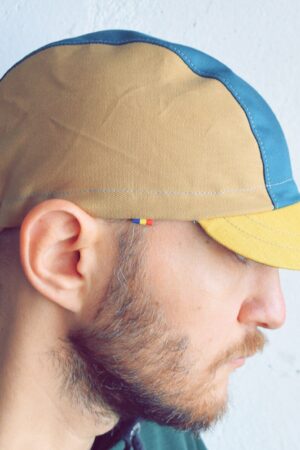 Earthtones Cycling Cap Teal, Gold, Ochre - Elevate Your Ride with Style