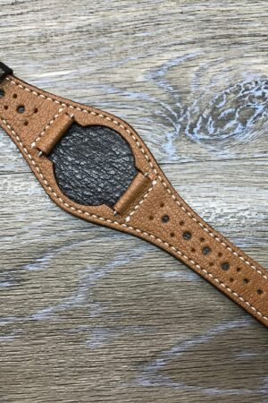 Handmade Leather Watch Band Elevate Your Timepiece with a Brogue Patterned Cuff