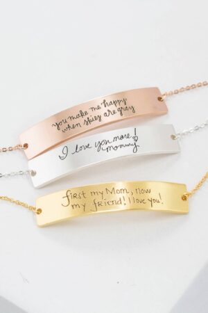 Personalized Handwriting Bar Bracelet Capture Cherished Memories in a Timeless Jewel