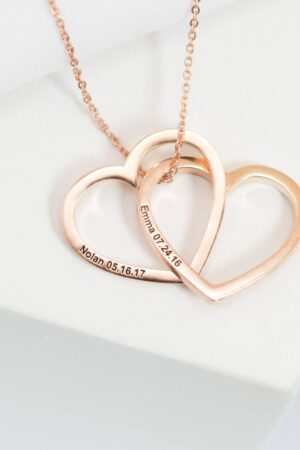 Engraved Heart Necklace Personalized Secret Message Charm for Sisters and Mothers (NM39F30)