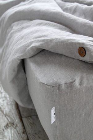 Stonewashed Linen Fitted Sheet Indulge in the Comfort of Ash Pearl Melange