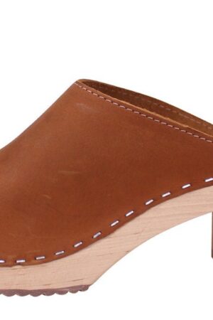 Lotta from Stockholm Classic Brown Oiled Nubuck Leather High Heel Clogs