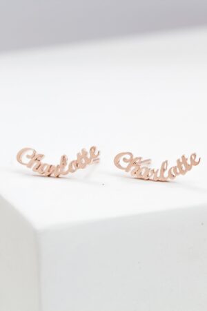 Personalized Name Earrings Minimalist Stud Jewelry for Her (CH08F60)