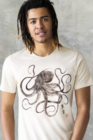 Octopus Gyotaku Ukiyo-e Kanji Anime Manga Kyoto Martial Arts T-Shirt A Fusion of Japanese Art and Pop Culture