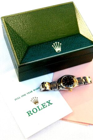 Vintage ROLEX Oyster Perpetual Lady 1980s Steel & 18K Gold Automatic Watch, Box & Papers