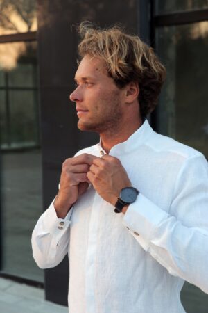 Exquisite White Linen Dress Shirt Timeless Elegance for Weddings, Beach Days, and Beyond