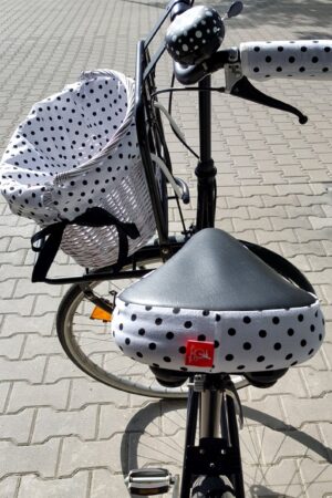 Polka Dot Wicker Basket Saddle and Handlebar Covers Protect Your Ride with Style