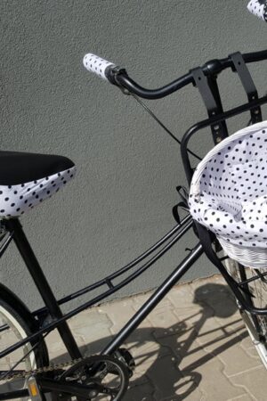 Polka Dot Wicker Basket Saddle and Handlebar Covers Protect Your Ride with Style