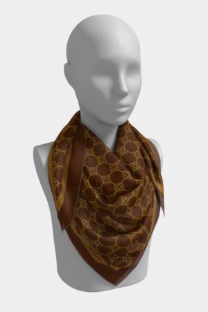 Equestrian Elegance Satin Scarf Adorned with a Horse Bit Motif