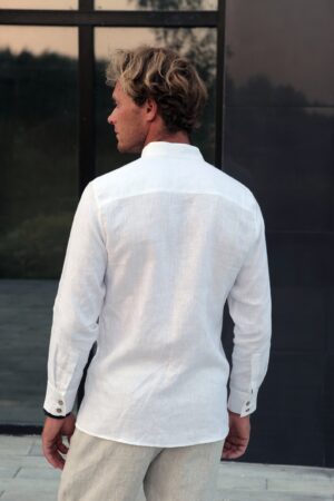 Exquisite White Linen Dress Shirt Timeless Elegance for Weddings, Beach Days, and Beyond