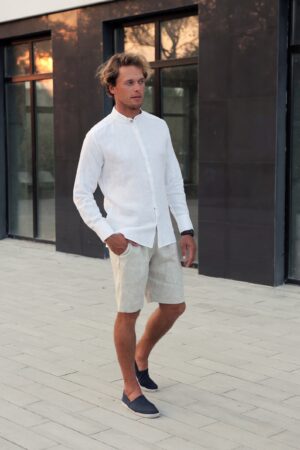 Exquisite White Linen Dress Shirt Timeless Elegance for Weddings, Beach Days, and Beyond