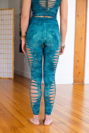 Teal Shiva Yoga Leggings Hand-Dyed for Divine Flow