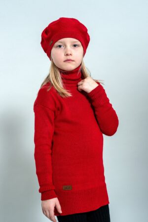 Charming Red Merino Beret A Timeless Gift for Little Fashionistas