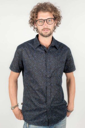 Psychedelic Men's Button-Down Geometric Print, Short Sleeve, Perfect Father's Day Gift