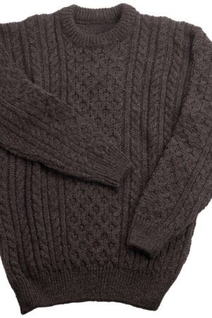 Jacob Wool Sustainable, Fair Trade, UK-Made Aran Sweater in Dark Brown