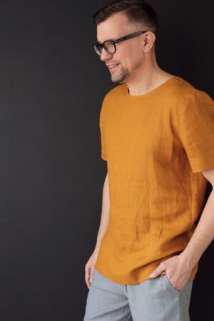 Saffron Linen T-Shirt Elevate Your Summer Style with Comfort and Style