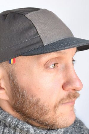 Upcycled Army 5-Panel Hat Military Cycling Cap in Shades of Gray