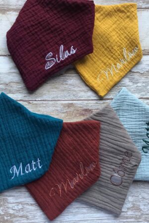 Personalized Embroidered Baby Bibs Custom Name, Bandana, and Birthday Bibs for Neutral Baby Showers