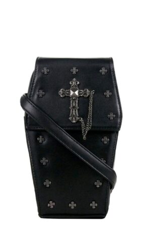 GOTHX Mini Black Vegan Gothic Cross Coffin Chain Bag - Embrace the Darkness with Style