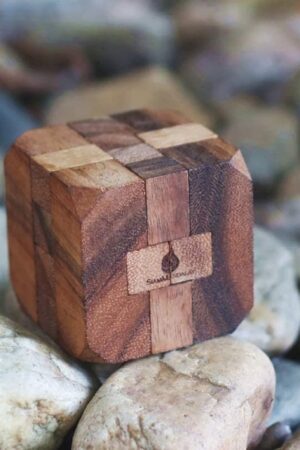 Hidden Passage Intricate Wooden Cube Puzzle for Adults - Handmade 3D Brain Teaser