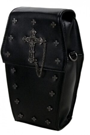 GOTHX Mini Black Vegan Gothic Cross Coffin Chain Bag - Embrace the Darkness with Style