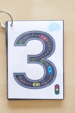 Number Tracing Flashcards Cars & Roads Printable for Counting, Montessori, Homeschool, Preschool, Kindergarten (Digital Download)