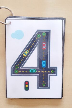 Number Tracing Flashcards Cars & Roads Printable for Counting, Montessori, Homeschool, Preschool, Kindergarten (Digital Download)