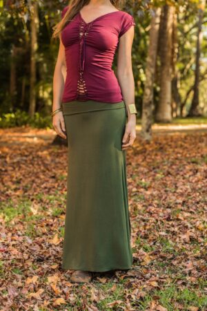 Enchanting Olive Green Maxi Skirt Bohemian Rhapsody for Summer