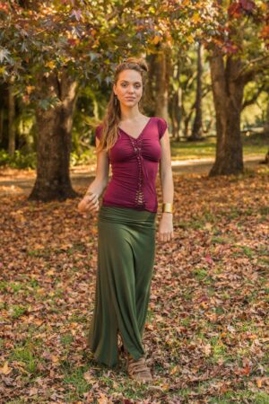 Enchanting Olive Green Maxi Skirt Bohemian Rhapsody for Summer