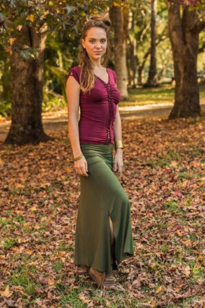 Enchanting Olive Green Maxi Skirt Bohemian Rhapsody for Summer