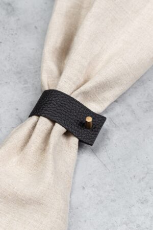 Modern Leather Napkin Rings with Brass, Steel, or Wooden Pin | Elevate Your Table Decor