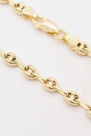 4.5mm Puffed Anchor Mariner Chain Necklace 14K Yellow Gold Clad Silver - A Timeless Treasure