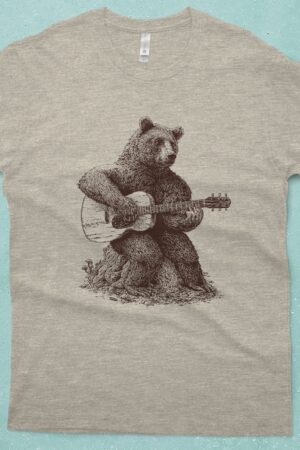 Bear-tastic Guitar Grooves Unleash the Rhythm with Our Men's Bear Guitar T-Shirt