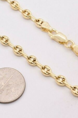 4.5mm Puffed Anchor Mariner Chain Necklace 14K Yellow Gold Clad Silver - A Timeless Treasure