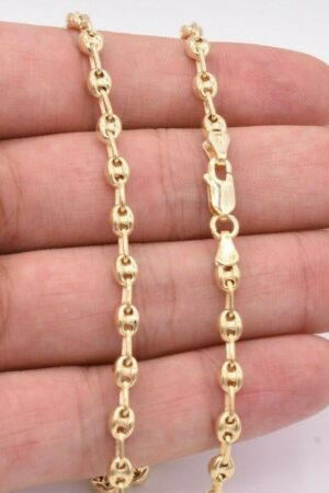 4.5mm Puffed Anchor Mariner Chain Necklace 14K Yellow Gold Clad Silver - A Timeless Treasure