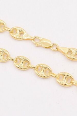 7mm Puffed Mariner Link Chain Necklace Authentic 14K Yellow Gold for Men and Women