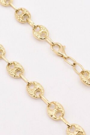 7.5mm Puffed Mariner Nugget Textured Chain Necklace in Genuine 10K Yellow Gold A Statement of Elegance and Authenticity