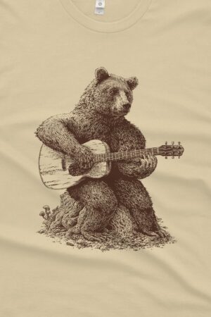 Bear-tastic Guitar Grooves Unleash the Rhythm with Our Men's Bear Guitar T-Shirt